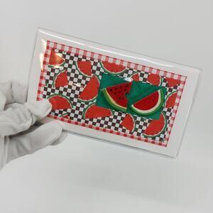 Watermelon Picnic Gingham Handmade Wallet Cash Stuffing Red Green